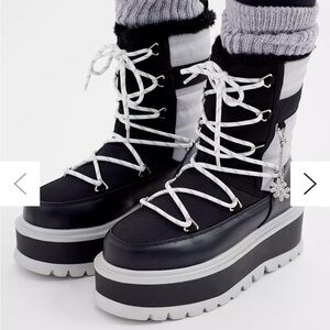 Urban Outfitters Black and White Winter Boots